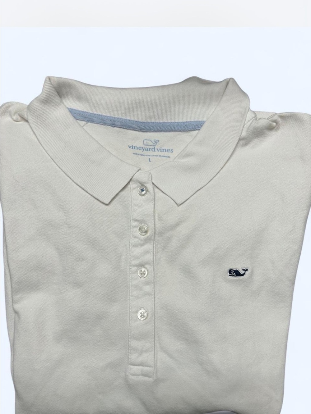 Vineyard Vines ladies Polo in Off-White with Navy Whale Logo